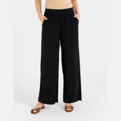 CZARNE spodnie damskie, LUŹNE, SZEROKA NOGAWKA, kieszenie MORAJ